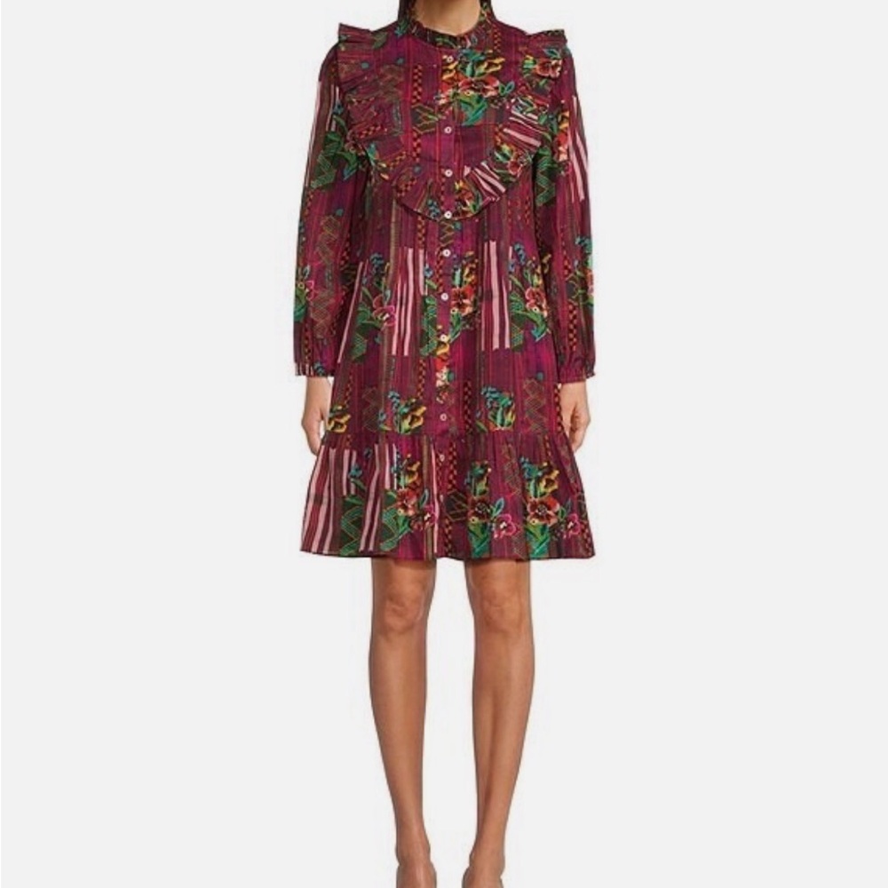 Ro’s Garden Roma Campeche ruffle floral long sleeve dress NWT